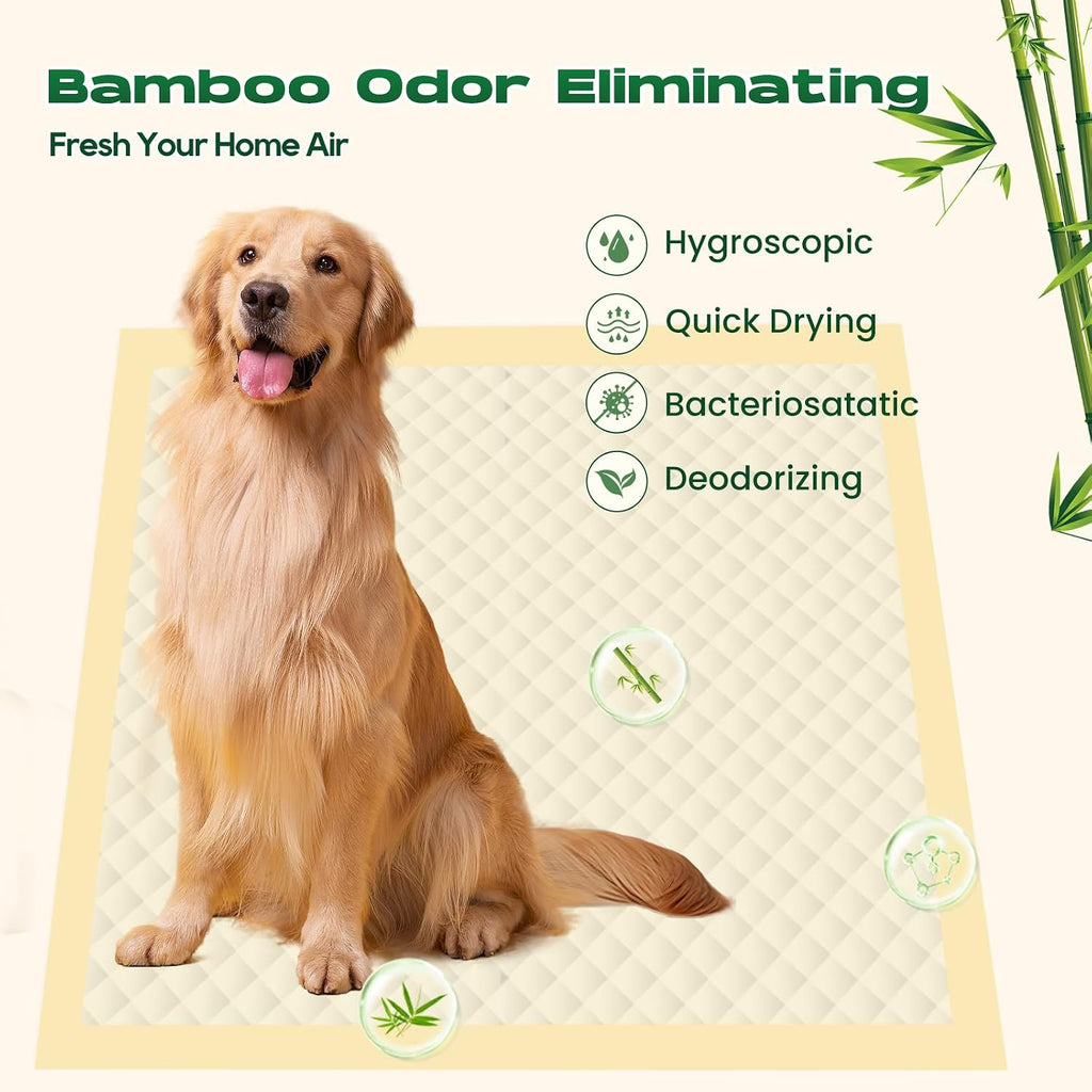 Bamboo Puppy Pads X-Large 28"x34" 60 Count with Adhesive Tabs