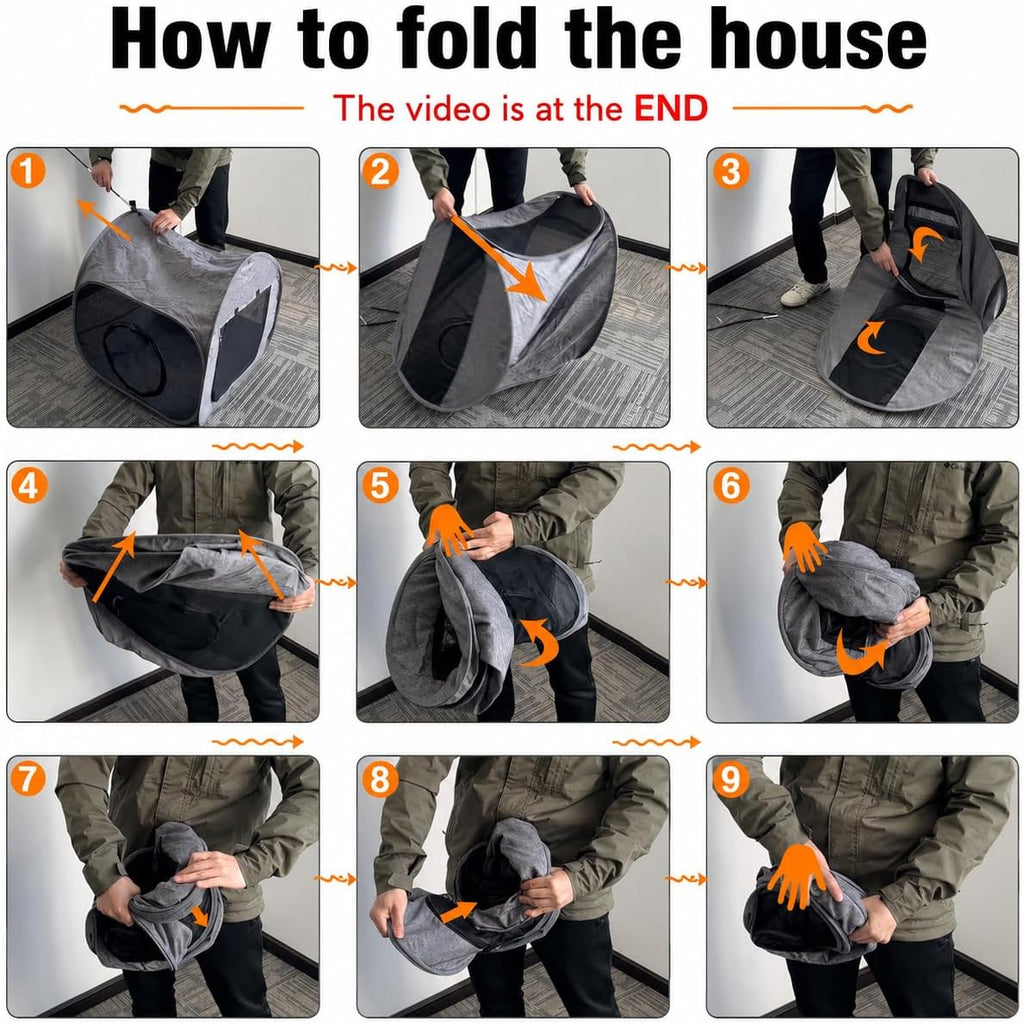 Portable Cat Playpen, Delivery Room, Enclosure, Postoperative Recovery, House Design for Better Standing, Foldable Pet Tent for Indoor and Outdoor Use, Cat Houses & Condos Dark Gray