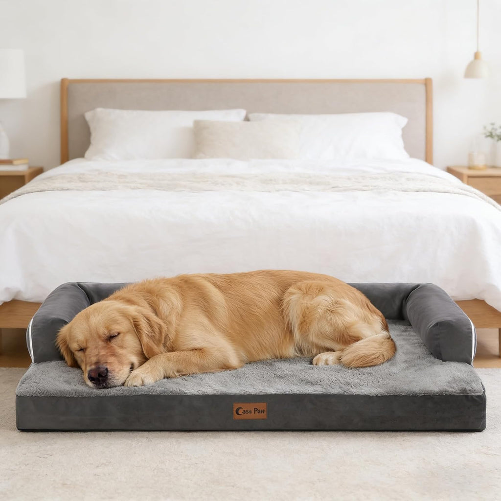 Orthopedic Washable Dog Bed for Medium Dogs, 35x22in, Dark Grey