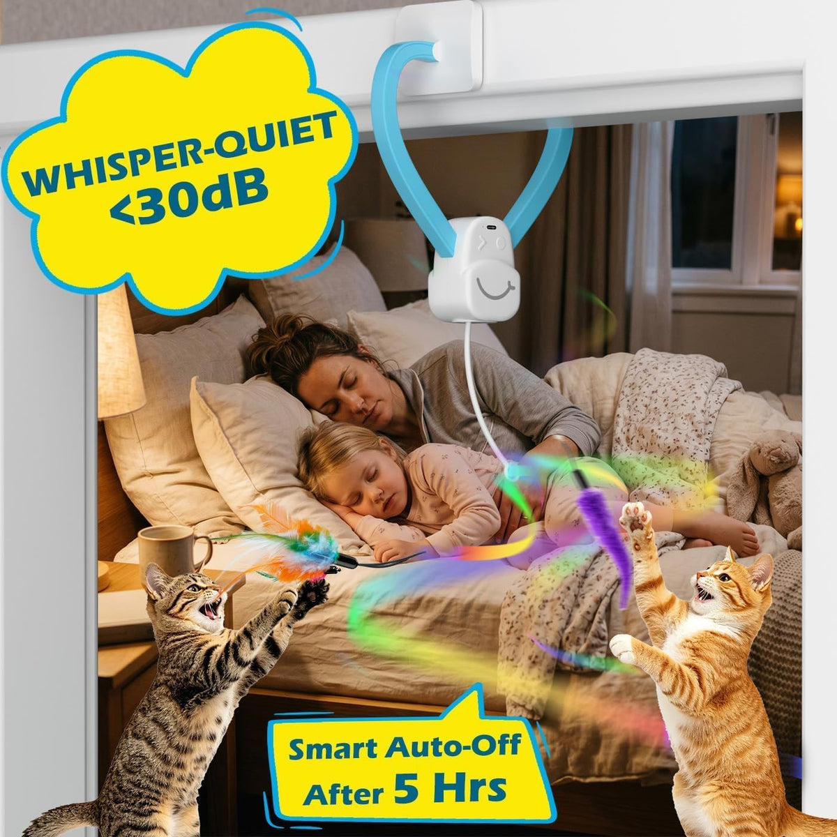 Interactive Automatic Cat Toy, 360° Rotating Feather Wand