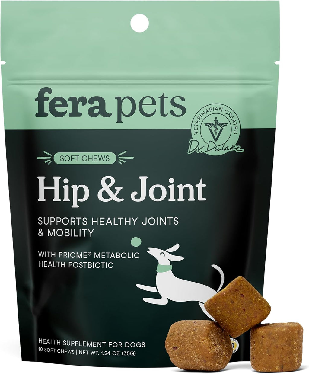 Fera Pets Hip & Joint Supplement for Dogs with Glucosamine, 10 Soft Chews