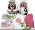 Cat Litter Mat Litter Trapping Mat, 33"x22" Waterproof Urine Proof Litter Box Mat Catcher Mat Non-Slip Washable for Kitty Kitten, Pink