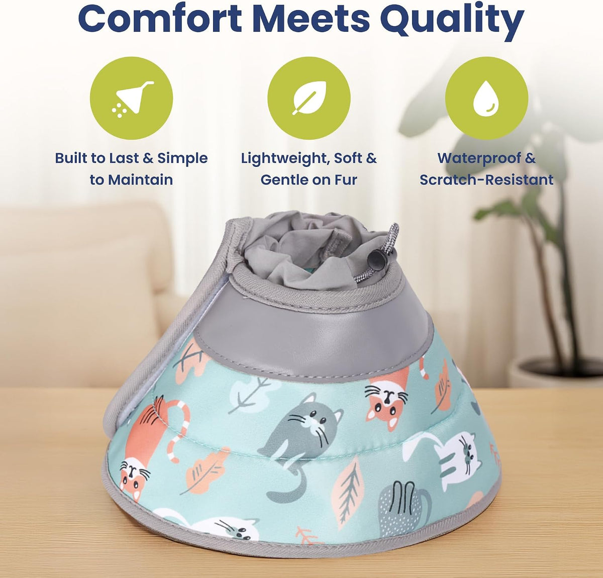 PawsPik Adjustable Soft Recovery Cone for Dogs & Cats, Small, Light Blue