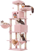 Feandrea Cat Tree, 81.1-Inch Large Cat Tower, Multi-Level Condo, Jelly Pink
