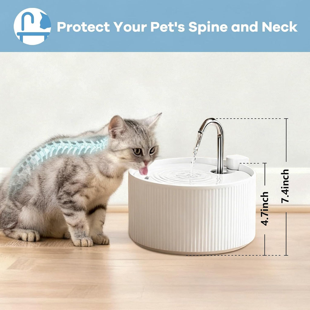 Upgrade 2.2L/78oz Ceramic Pet Fountain, Automatic Ceramic Water Fountain for Cats, with Ultra-Quiet Pump (White)