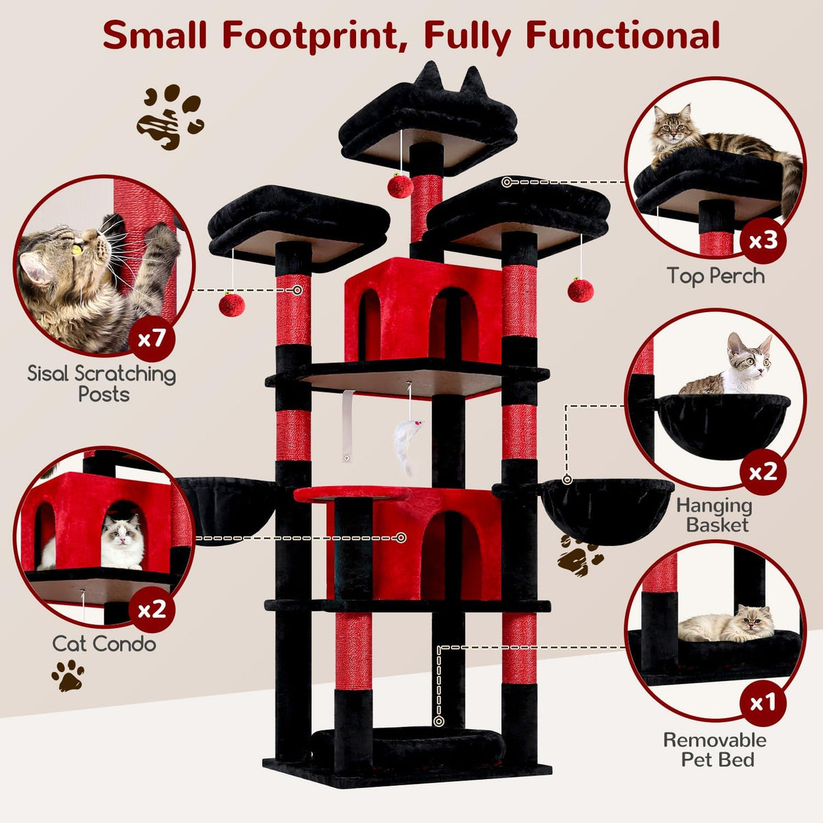 Globlazer Big XL Gothic Cat Tower for Indoor Multiple Cats, F68B
