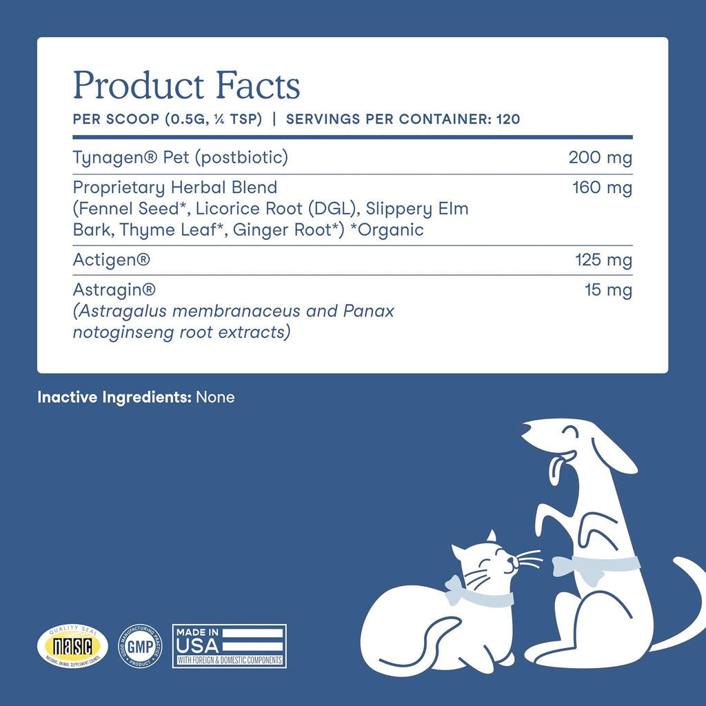 Fera Pets Digestive Support Plus for Dogs & Cats, 120 Scoops | Food Topper with Slippery Elm for Dogs & Cats Promotes Optimal Digestive Health & Inflammatory Response and Enhances Immunity