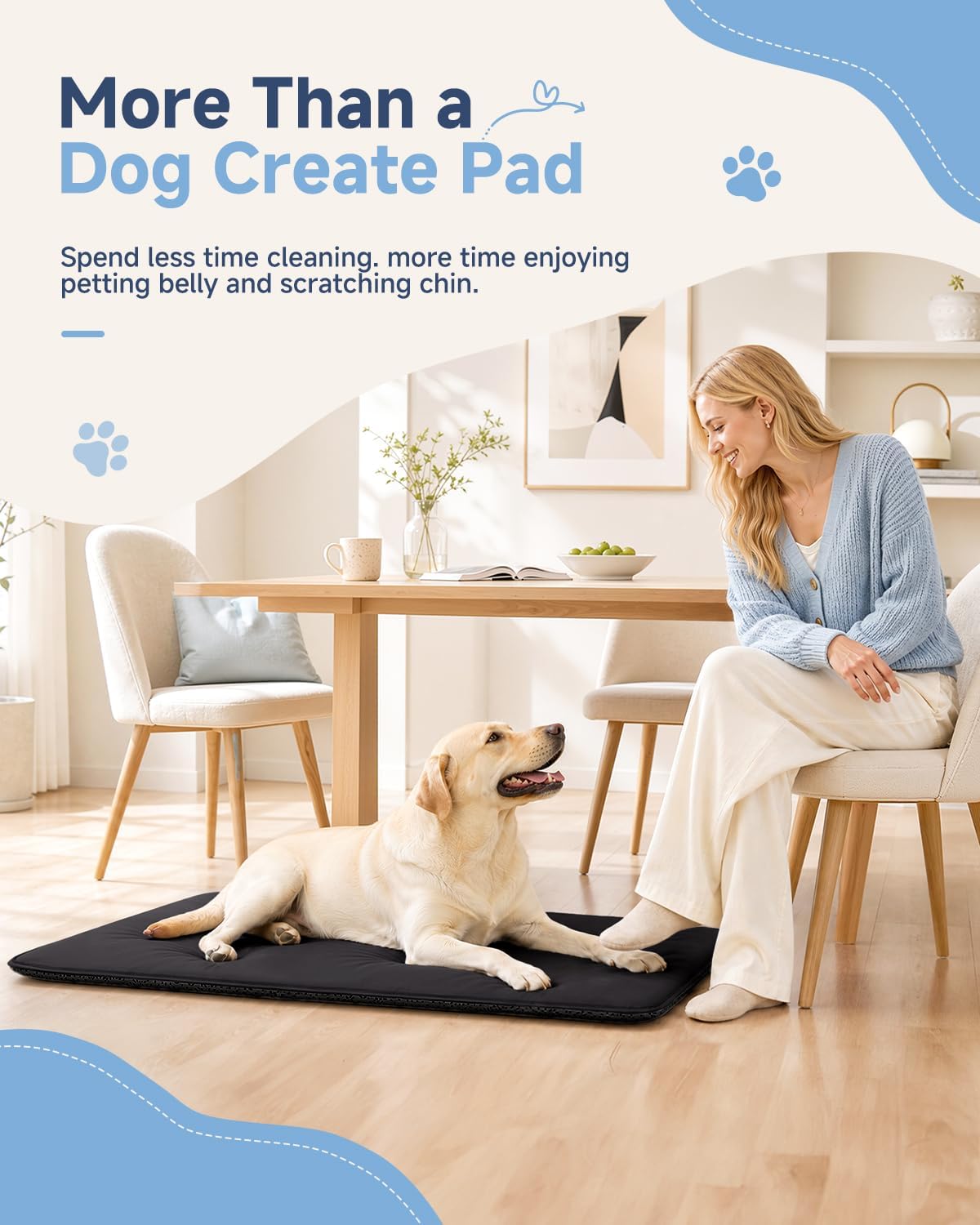 XL Large Dog Crate Pad Mat, Waterproof Wipeable Pad, 41x27, Black