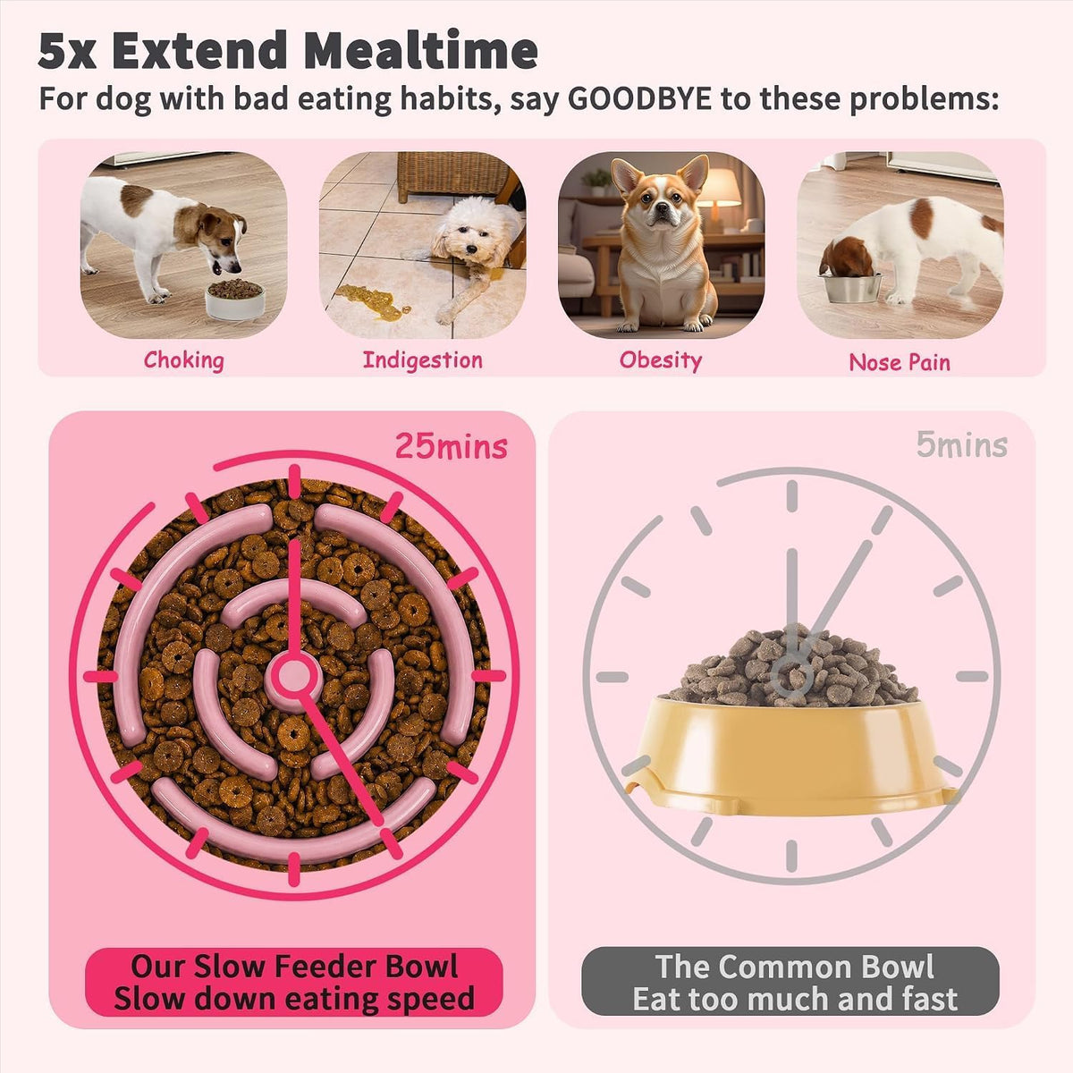 Elevated Slow Feeder Dog Bowl, 6.7" Ceramic Maze Dog Bowl with Stand