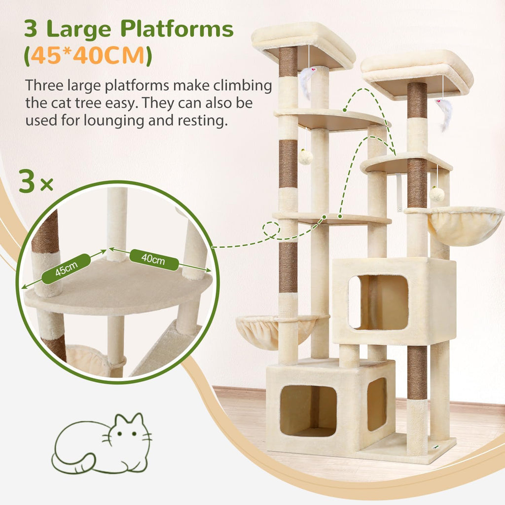 Globlazer S74E Pro Heavy Duty Maine Coon Cat Tree for Large Cats, Beige