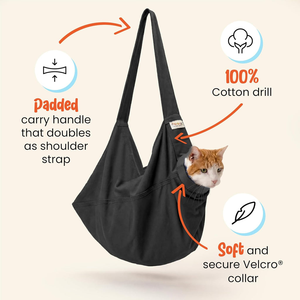 Cat-in-the-Bag Cozy Comfort Carrier - Small Charcoal Cat Carrier Soft and Pet Carrier for Nail Clipping, Vet Visits, Medication Administration, Dental Care, and Traveling
