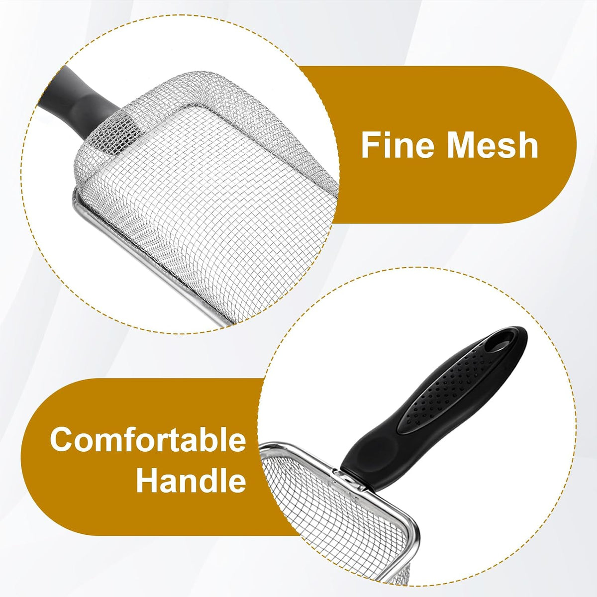 Stainless Steel Mesh Litter Shovel, Fine Mesh Metal Reptile Litter Cleaner Scooper, Black Non-Slip Handle Sifter for Lizard Substrate Reptile Terrarium Sand Waste