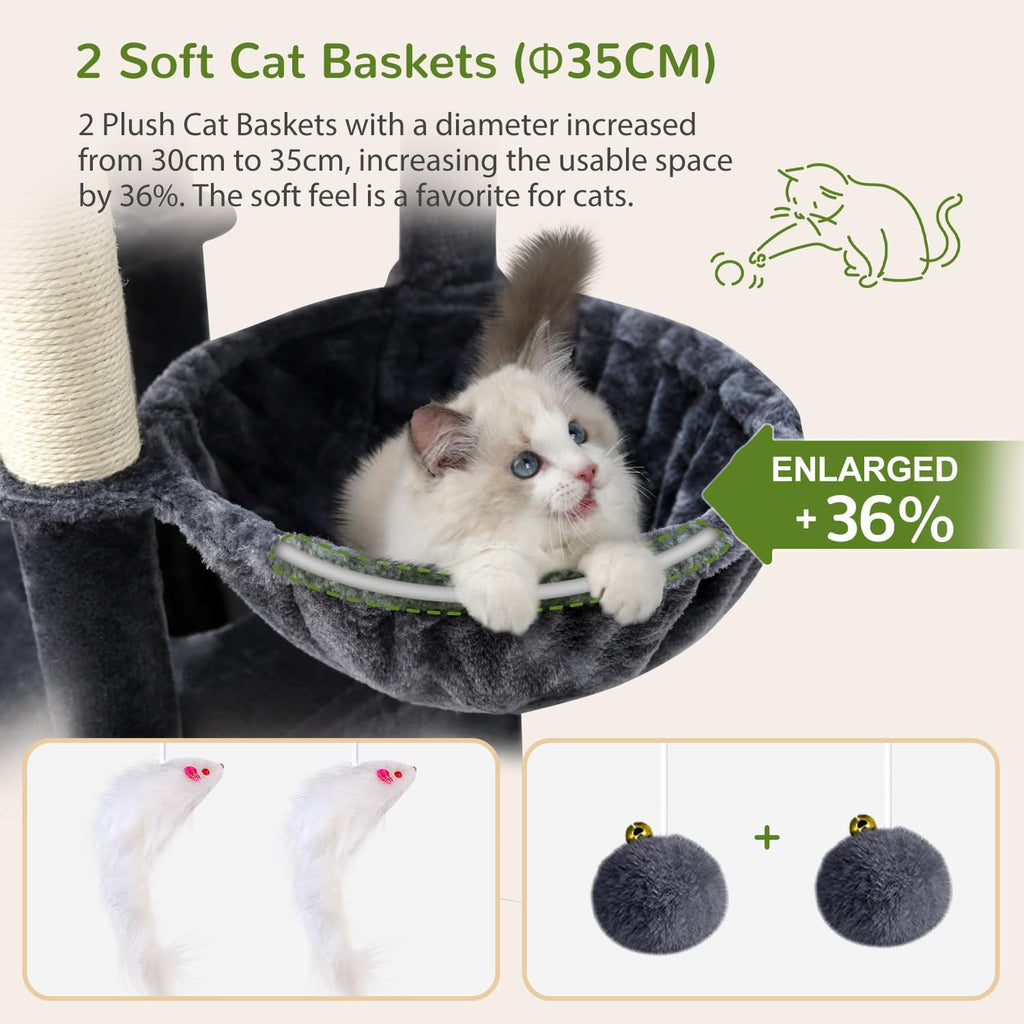 Globlazer S74E Pro Heavy Duty Maine Coon Cat Tree for Large Cats, Dark Grey