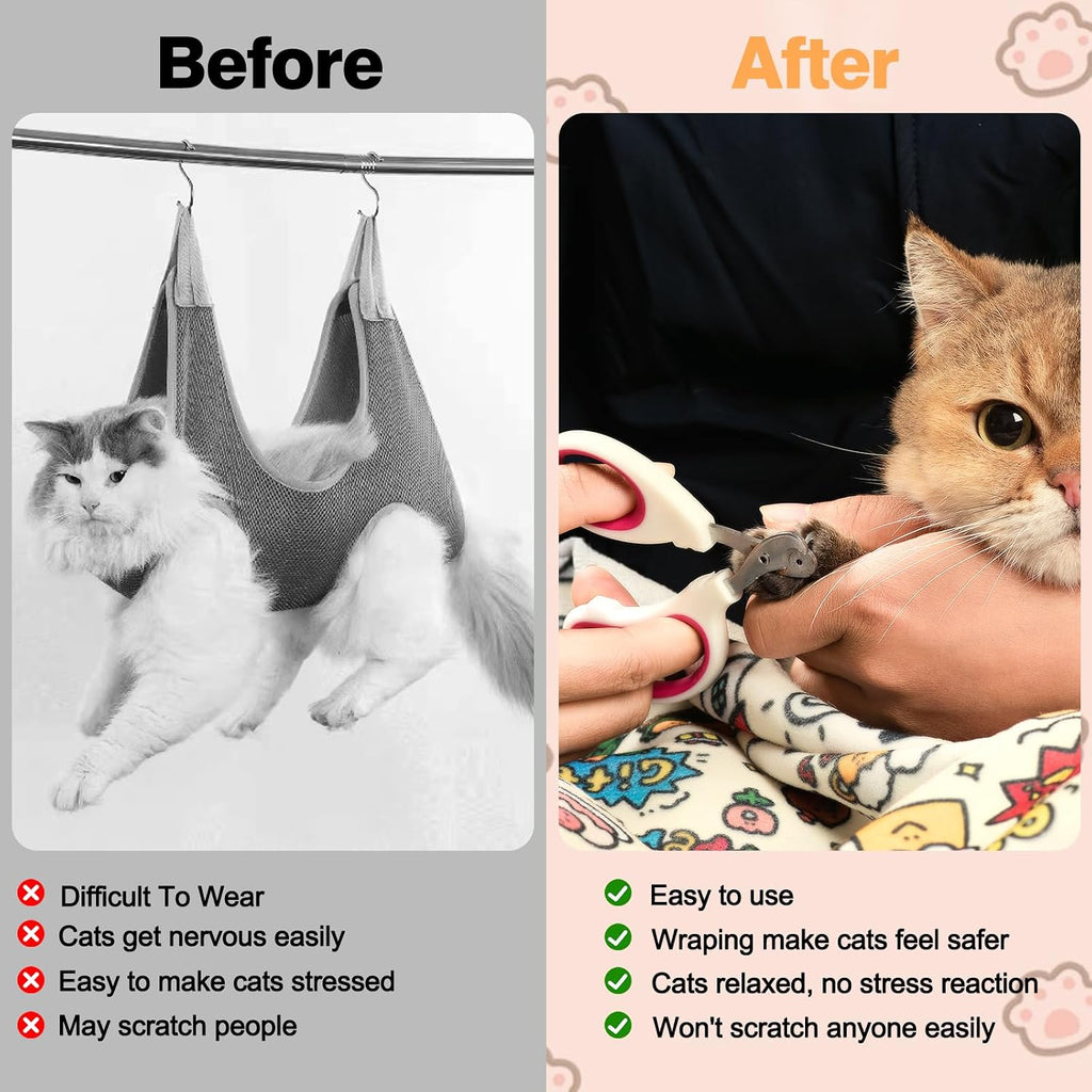 35.5" Cat Grooming Wrap Cat Wrap for Cutting Nails XL(Within 26lbs)