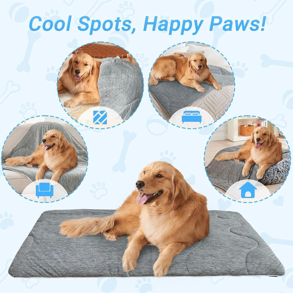 Cooling Blanket for Dogs. Dog Cooling Blankets for Large Dogs, Breathable Cooling Fabric, Cold Washable, Cooling Dog Blanket Durable Scratch-Resistant Soft Fabric for All Seasons, Steel Grey