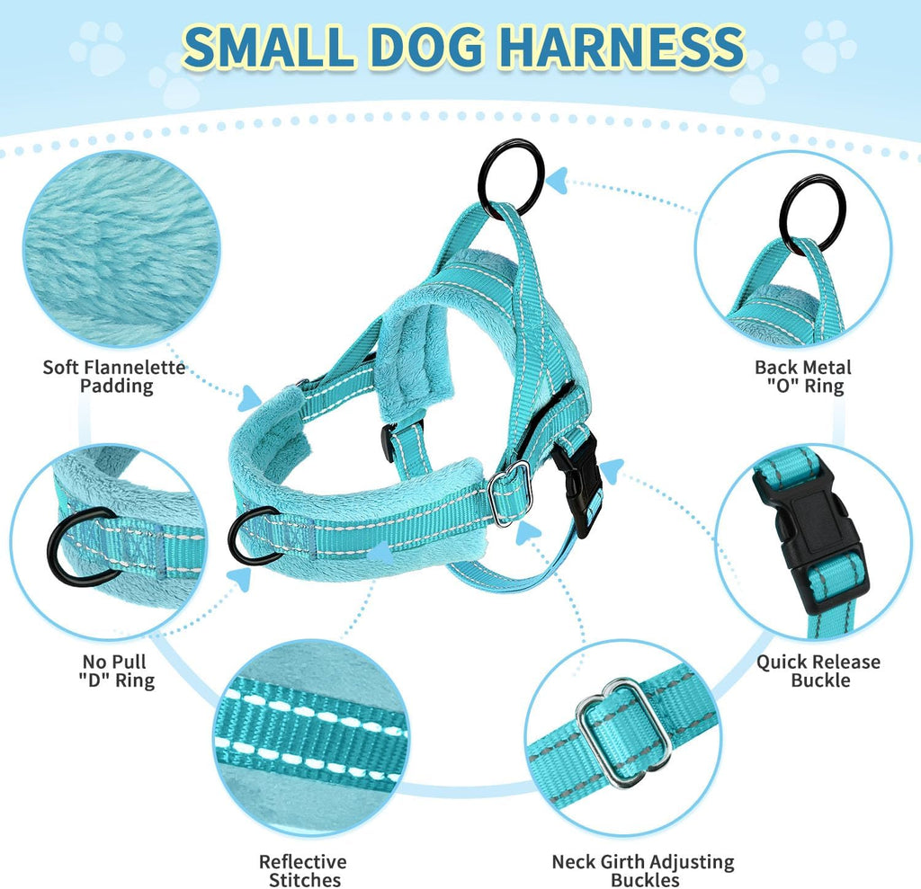 SlowTon No Pull Small Dog Harness and Leash Set with Front Clip