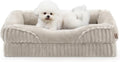 EHEYCIGA Orthopedic Dog Bed Medium Size Dogs Cats Bed 30x20 Inch, Beige