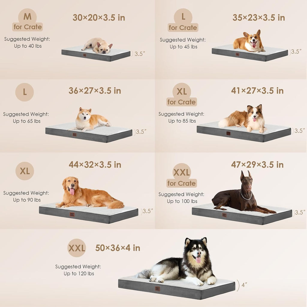 EHEYCIGA Orthopedic Dog Bed Large with Removable Washable Cover, 41IN Beige