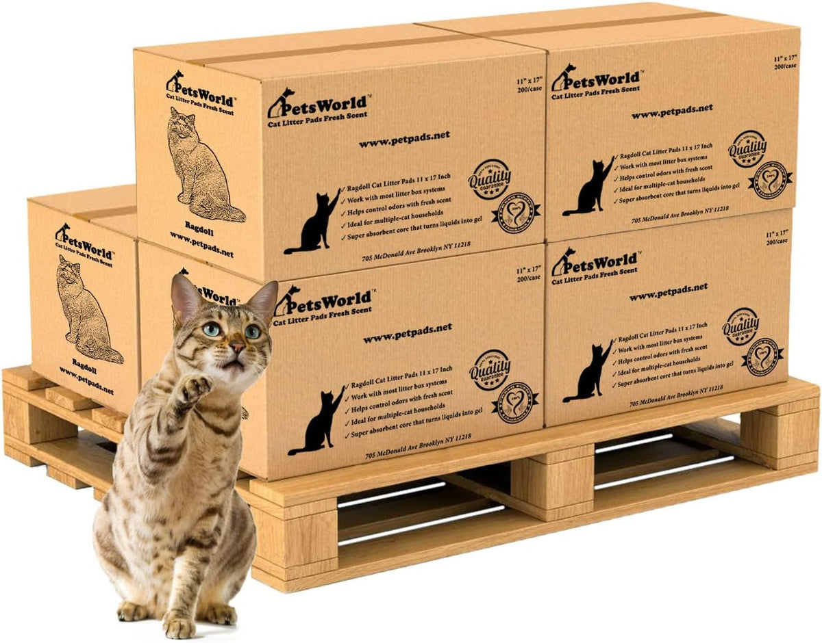 PetsWorld Universal Fit Cat Pad Refills for Litter Box, Fresh Scent, Odor Control, 1200 Count