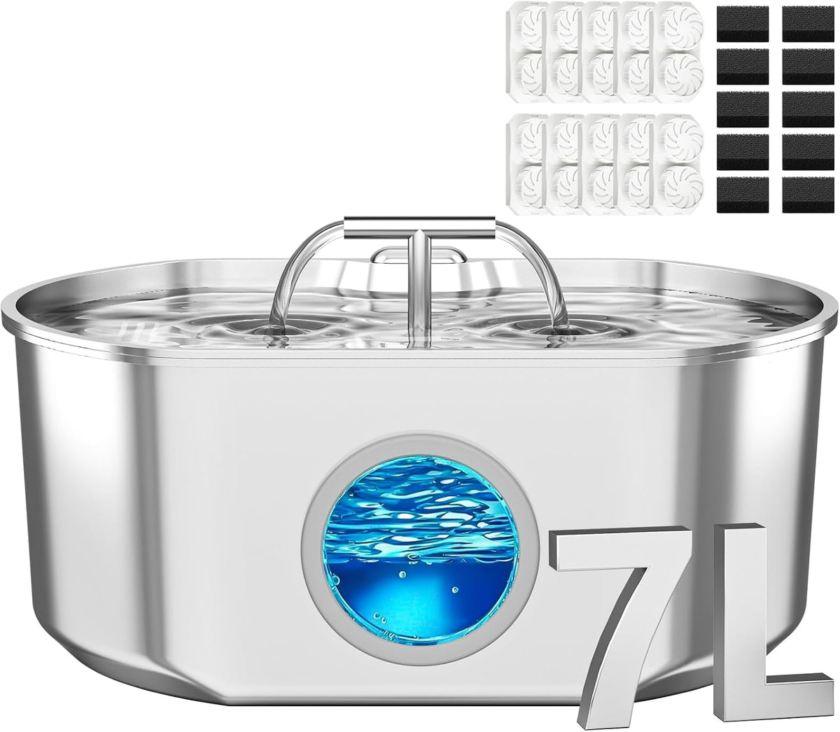 Cat Water Fountain Stainless Steel - 7L/236oz Cat Drinking Fountain