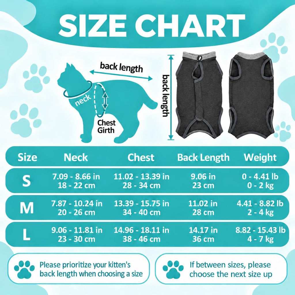 Avont Cat Recovery Suit - Kitten Onesie for Cats After Surgery