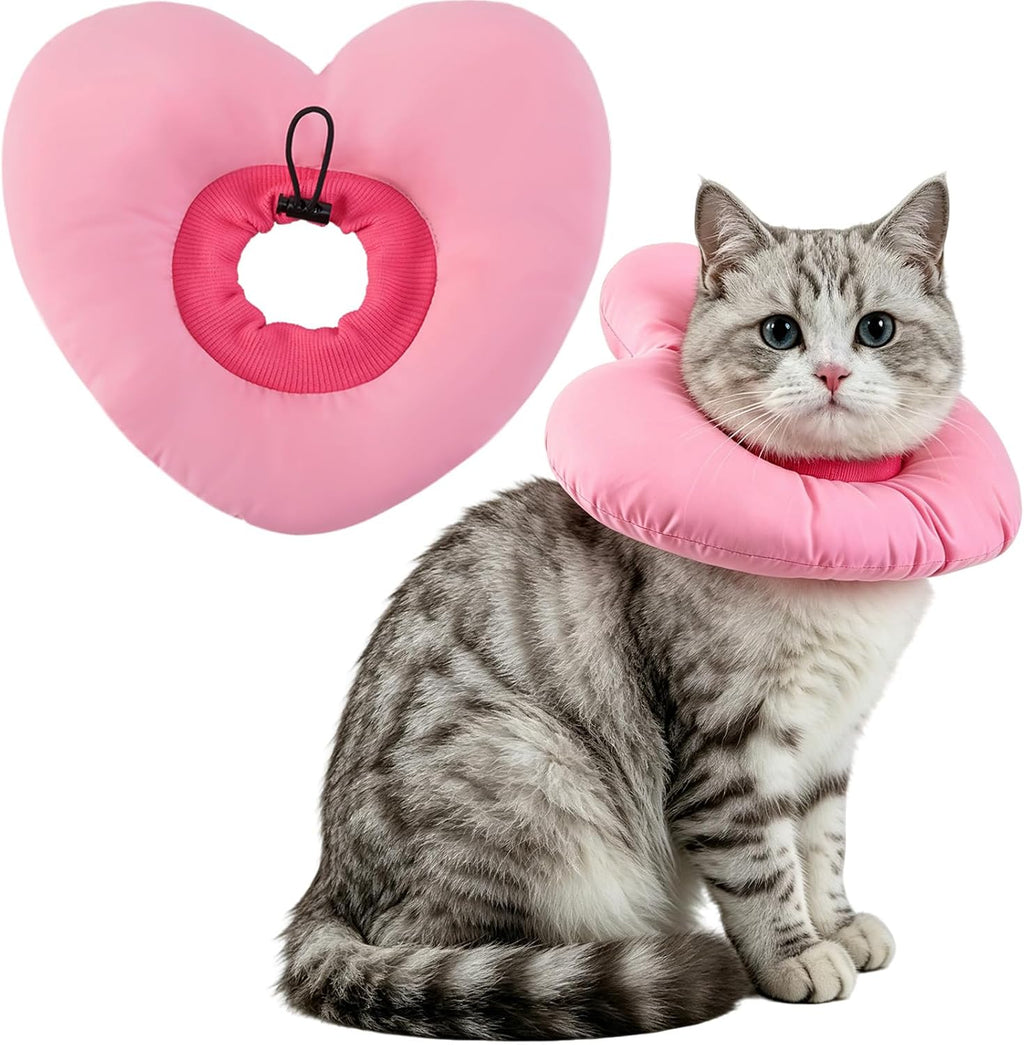 EMUST Cat Cone Collar Soft, Adjustable E-Collar for Cats After Spay Pink, L