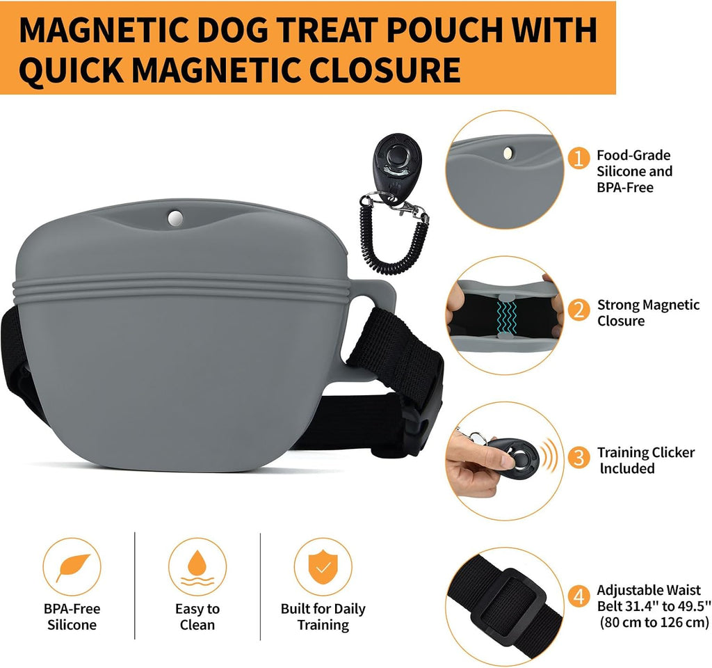 Silicone Dog Treat Pouch with Training Clicker