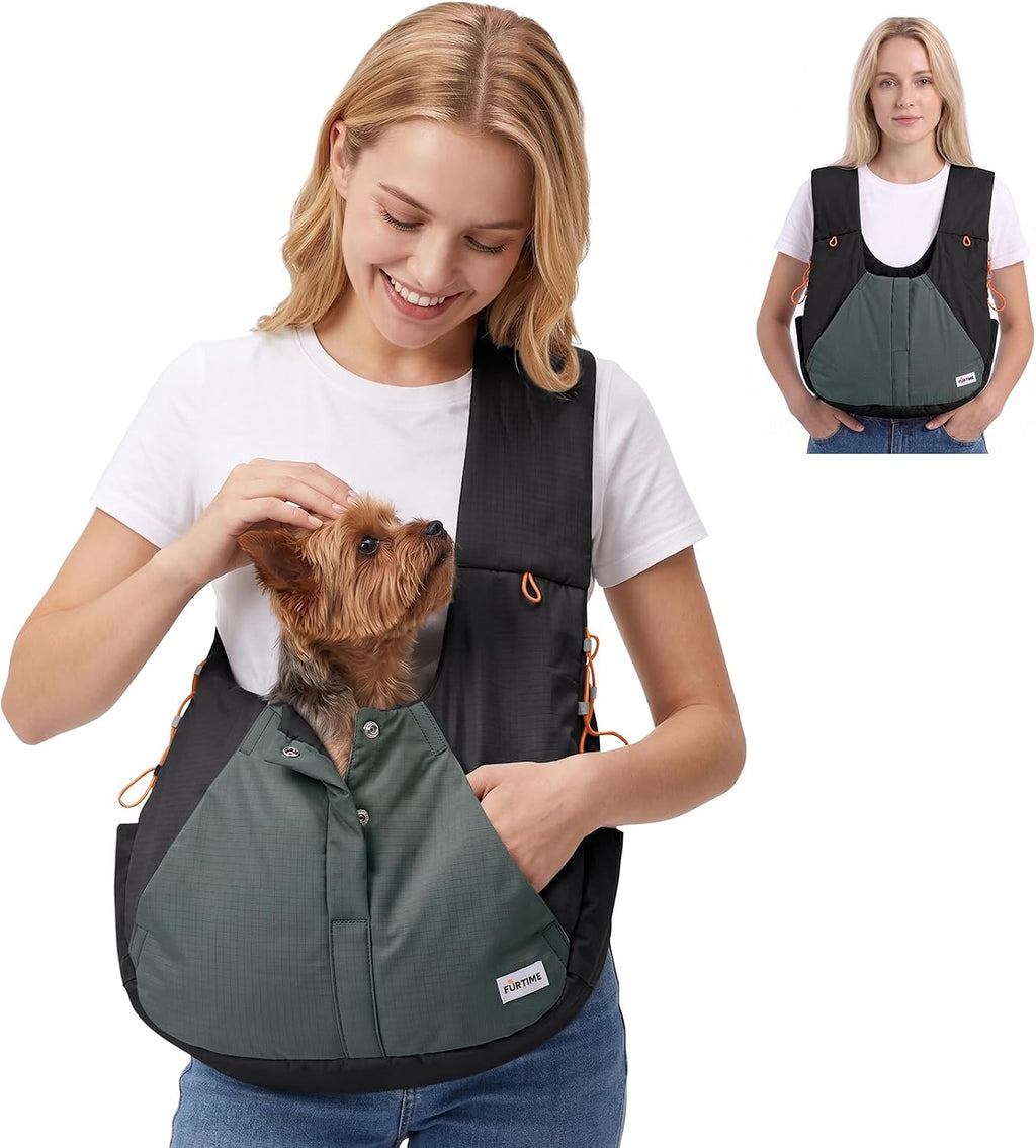 FURTIME Dog Sling Carrier, Puppy Sling for Small Dogs Up to 16 lbs