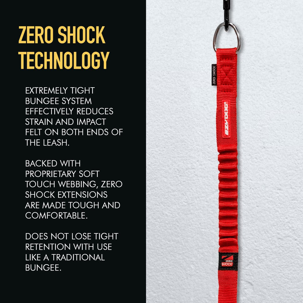 EzyDog Zero Shock Leash Extension, 24" Bungee Leash Extender - Red