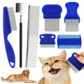 7PCS Pet Grooming Comb Set, Stainless Steel Flea Lice Tick Removal Combs