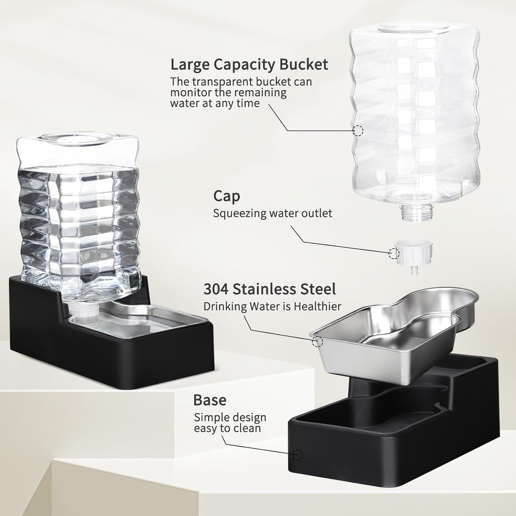 RIZZARI 8L Dog Water Dispenser: Leak-Proof Gravity Refill Waterer