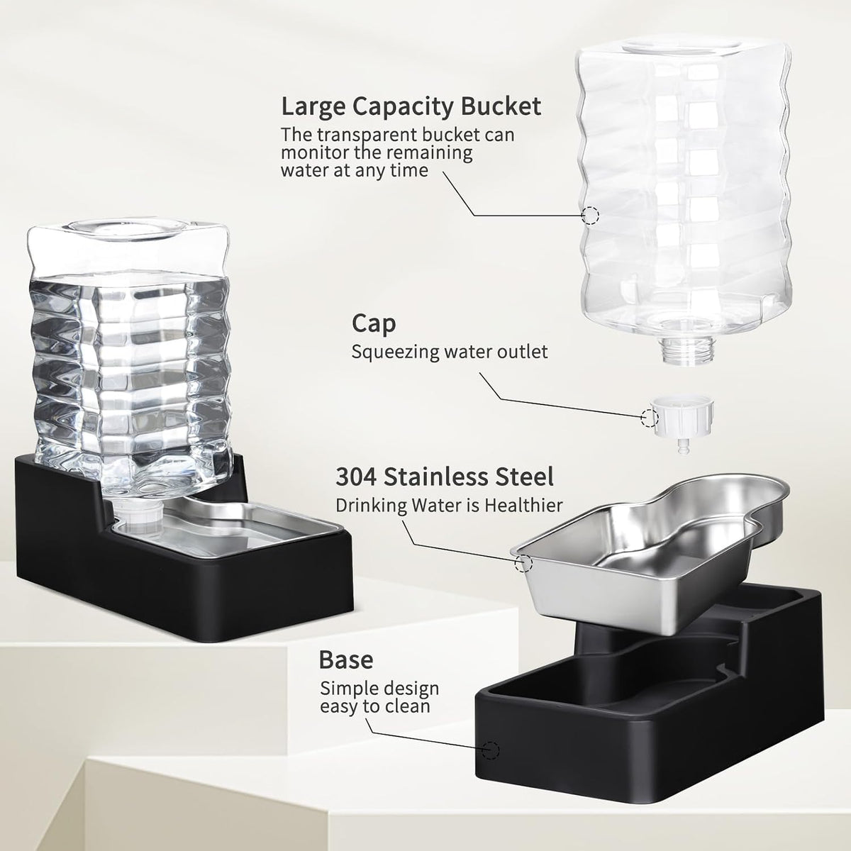 RIZZARI 8L Dog Water Dispenser: Leak-Proof Gravity Refill Waterer