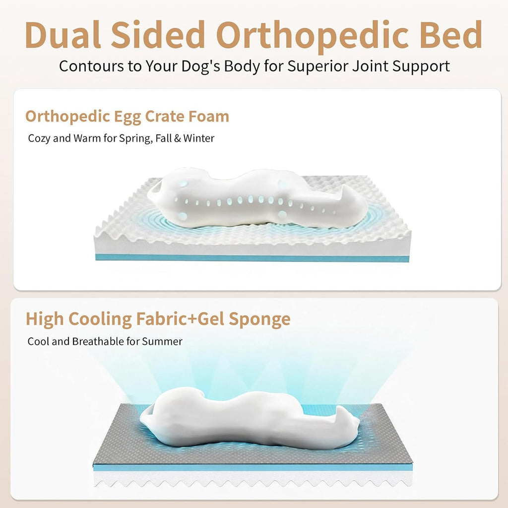 XL Dog Bed with Cooling Gel Memory Foam, Orthopedic Waterproof Pet Bed with Washable Cover & Non-Slip Bottom, Cooling Dog Couch Bed, Size: 49.1"*38 * 8.1"