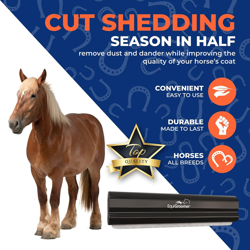 EquiGroomer 8-Inch Deshedding Brush for Dogs & Horses, Black | Best for large dogs 50 lbs and up, plus horses and ponies, thick coats, stainless blade, gentle on skin 