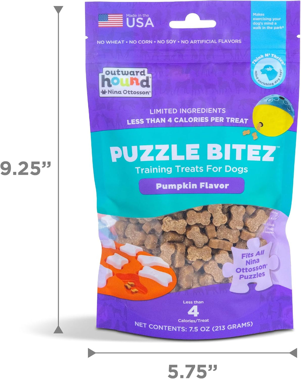Outward Hound Nina Ottosson Puzzle Bitez Dog Treats, Pumpkin, 7.5 oz