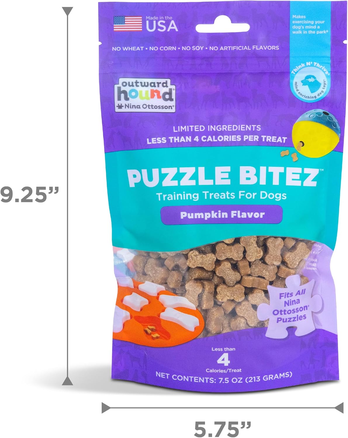 Outward Hound Nina Ottosson Puzzle Bitez Dog Treats, Pumpkin, 7.5 oz