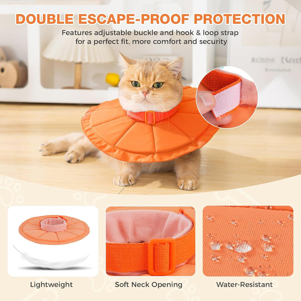 Avont Inflatable Cat Cone, Lightweight Recovery Collar, L Orange