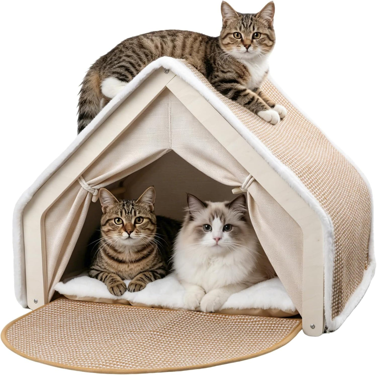 Indoor Cat House with Sisal Scratcher Mat cat Tent