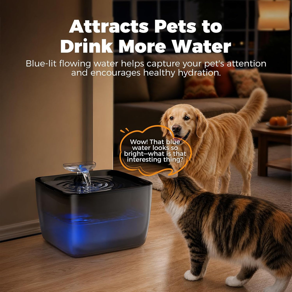 Pet Water Fountain for Large Dogs & Cats, 7L/1.84Gal, Quiet Automatic Pump