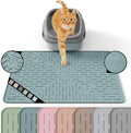 OHMO Cat Litter Mat, 23.5x16 Silicone Trapping Mat Light Blue | for Kitty Litter Box, Easy Clean, BPA Free Rubber, Center Litter Collection, Easy Pour-Back, Waterproof, Odor-Resistant