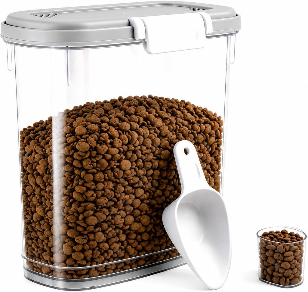 Airtight Dog Cat Food Storage Container 10 Lbs, Slim Tall Pet Food Bin