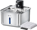 DownyPaws Cat Water Fountain Stainless Steel Wireless, Metal & 6 Filters