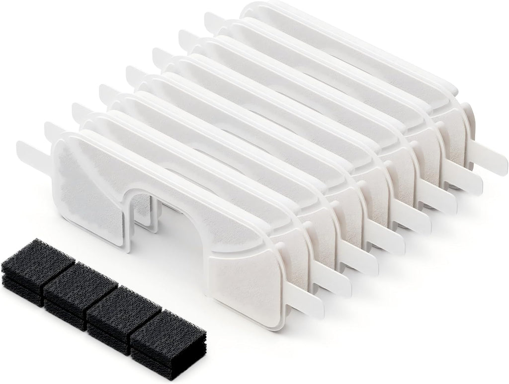8 Packs Replacement Filters and 8 Packs Sponges for Qinliy 123oz/3.5L Wireless Cat Water Fountain Q108