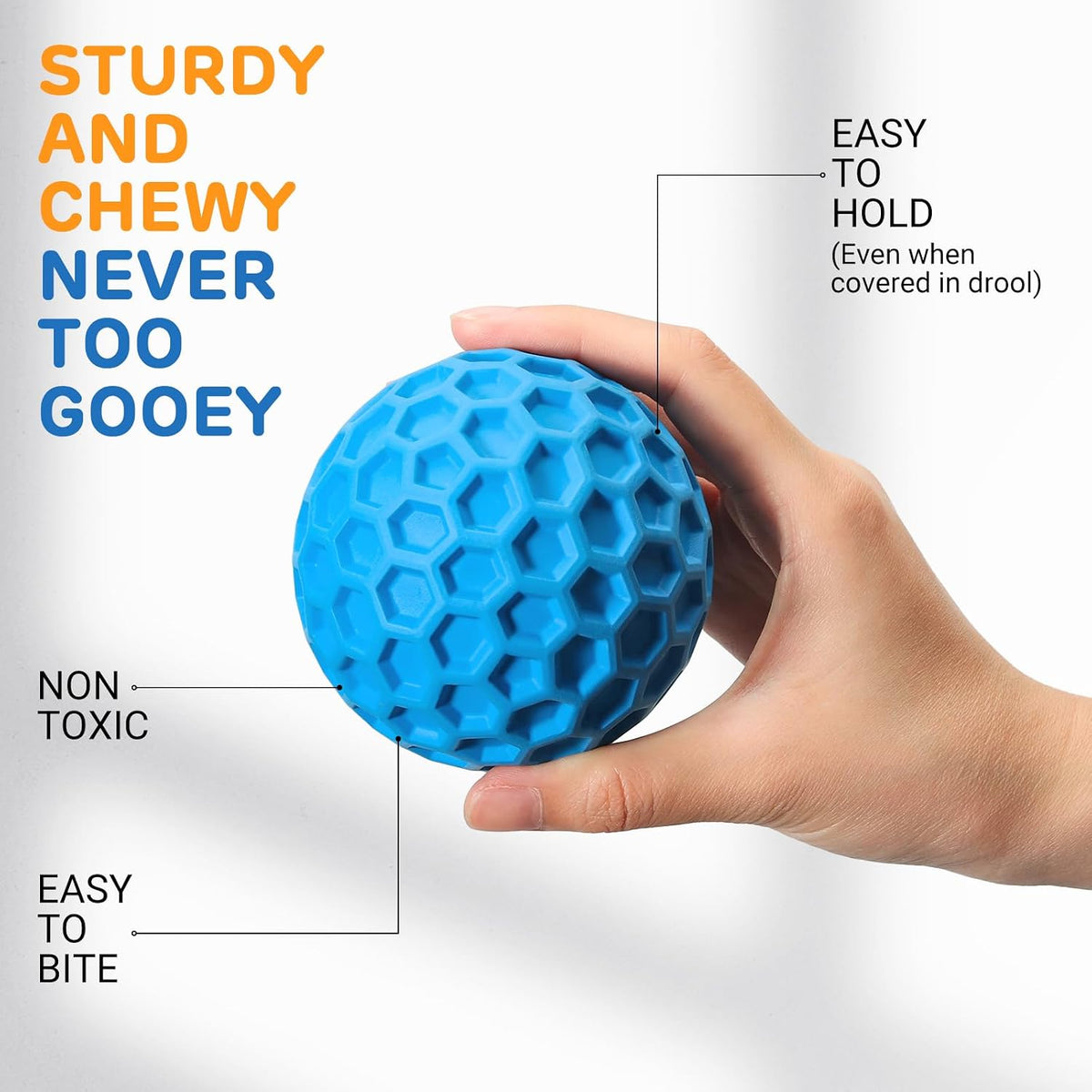 iPettie 4 Pack Honeycomb Dog Toys for Aggressive Chewers, Squeaky Chew Toys | Safe Rubber for Interactive Play, Tough Floating Chew Toy for Medium & Large Breeds, 3.15"