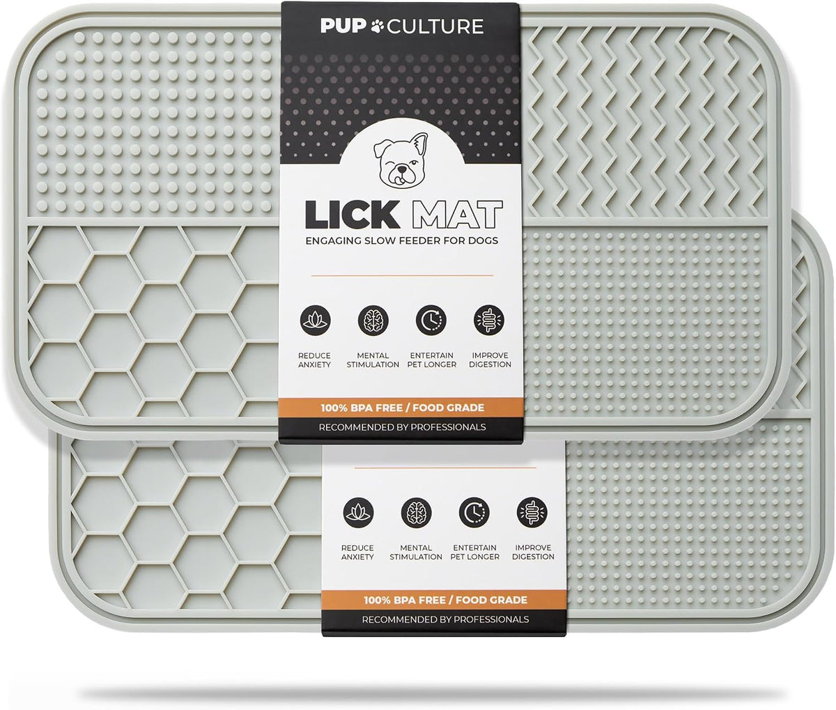 Pup Culture Dog Lick Mat for Dogs (2 Pack), Feeding Pad for Anxious Pets Plus 4 Different Puzzles for Mental Stimulation for Dogs - Supports Mental, Dental, and Digestive Health - Heavy Duty