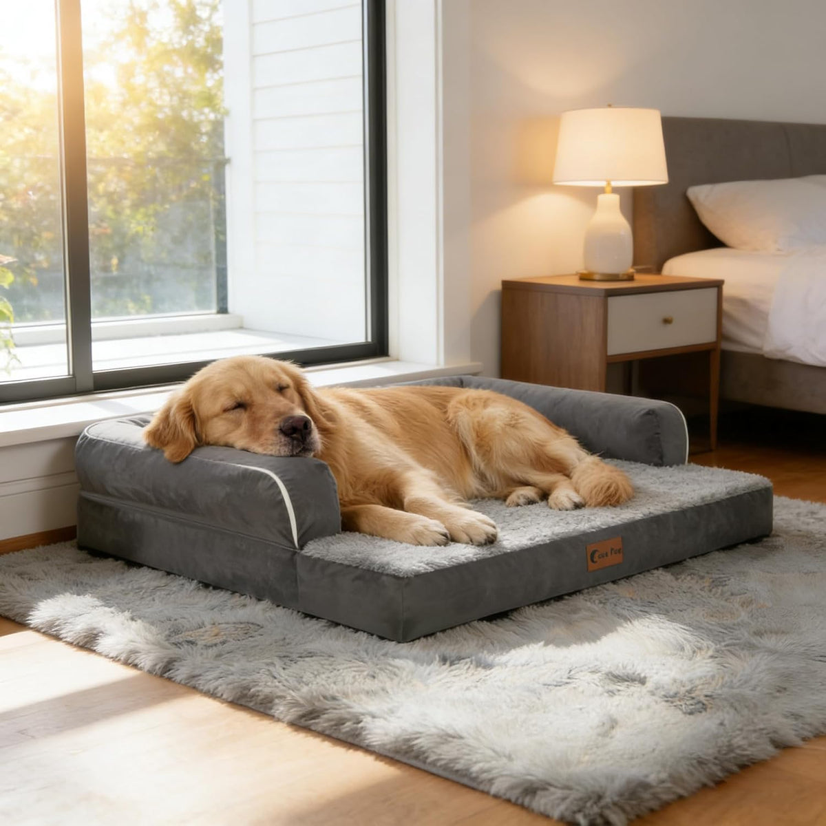 Orthopedic Washable Dog Bed for Medium Dogs, 35x22in, Dark Grey