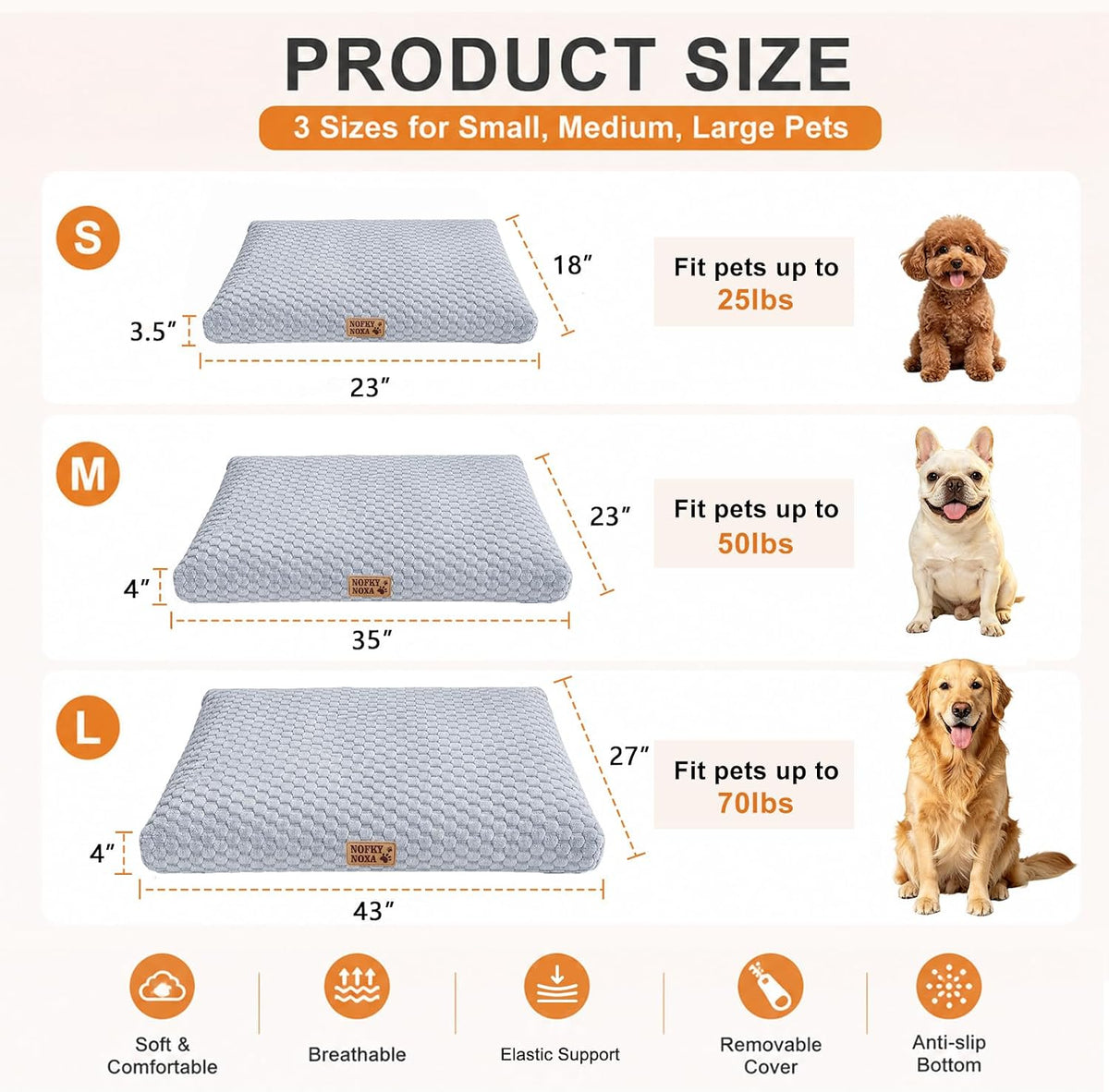 Dog Bed for Small Dogs Up to 30 lbs, 23" x 18"Plush Corduroy Pet Bed with Non-Slip Bottom, Washable Puppy Bed for Crate, Sofa or Travel (Grey)