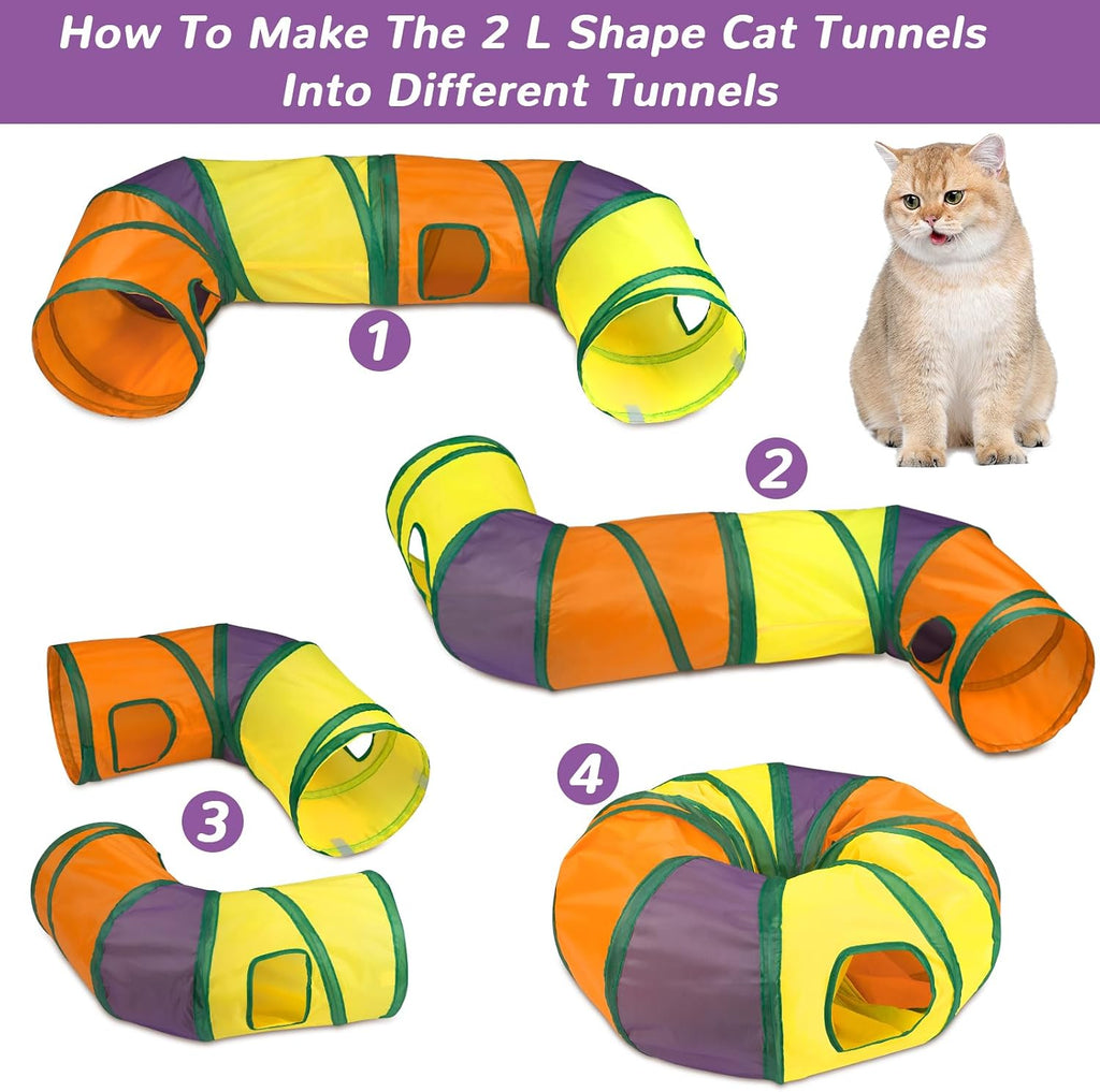 Retro Shaw 33Pcs Cat Toys for Indoor Cats, 2 Way Cat Game Tunnels