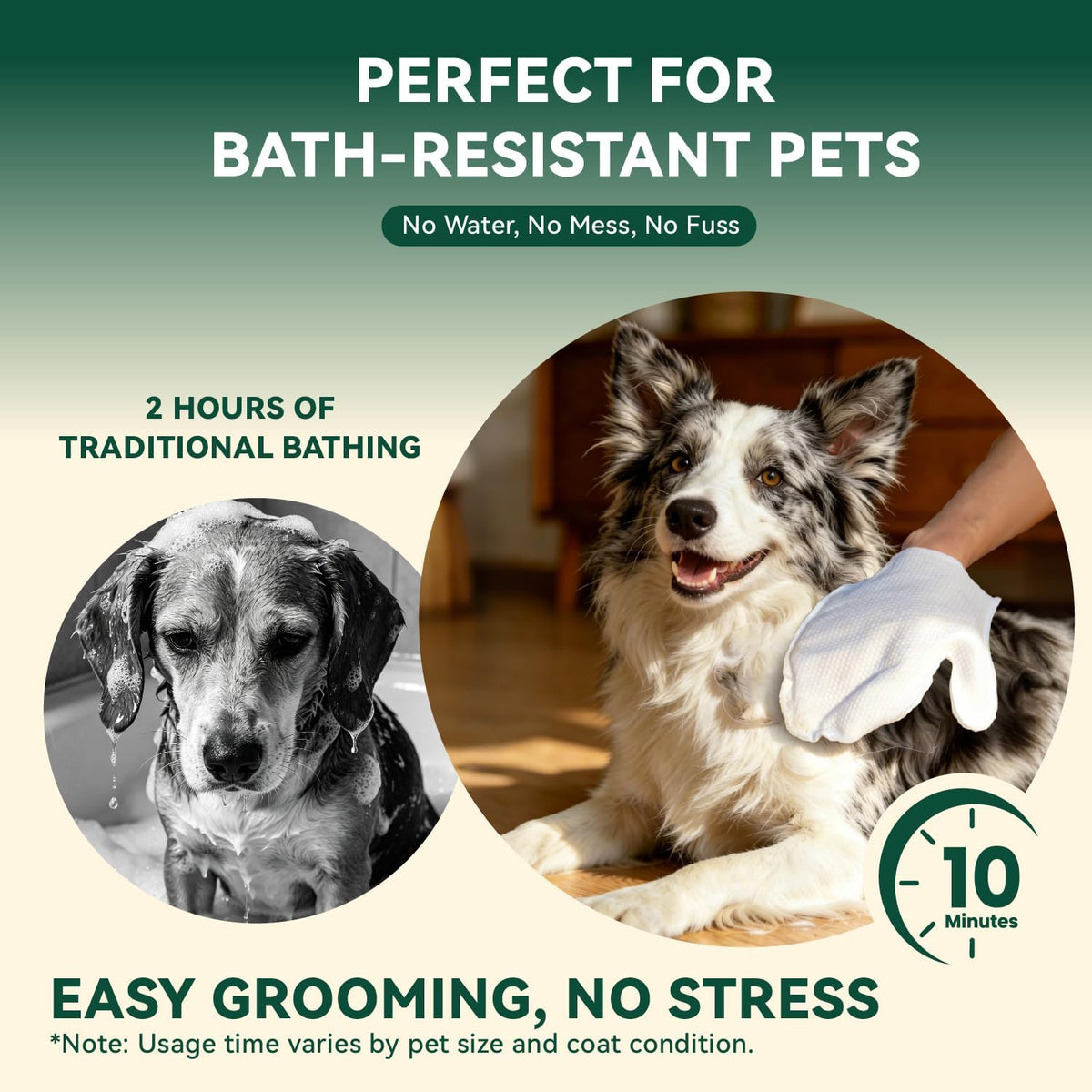 ECO PET Glove Wipes for Dogs & Cats, Hypoallergenic Unscented Cleaning & Deodorizing Bath Wipes, Coconut Oil Nourishing Fur Pet Grooming Gloves, 20pcs