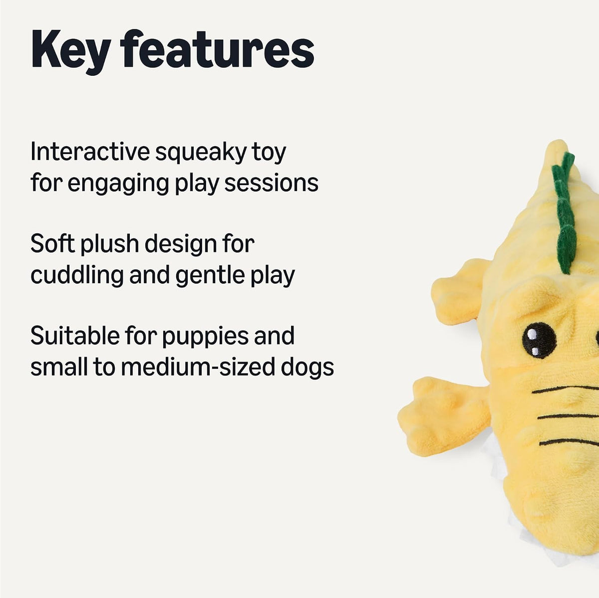 Amazon Basics Monkey and Alligator Interactive Dog Squeak Plush Toys for Puppies, Small and Medium Dogs, 2-Pack